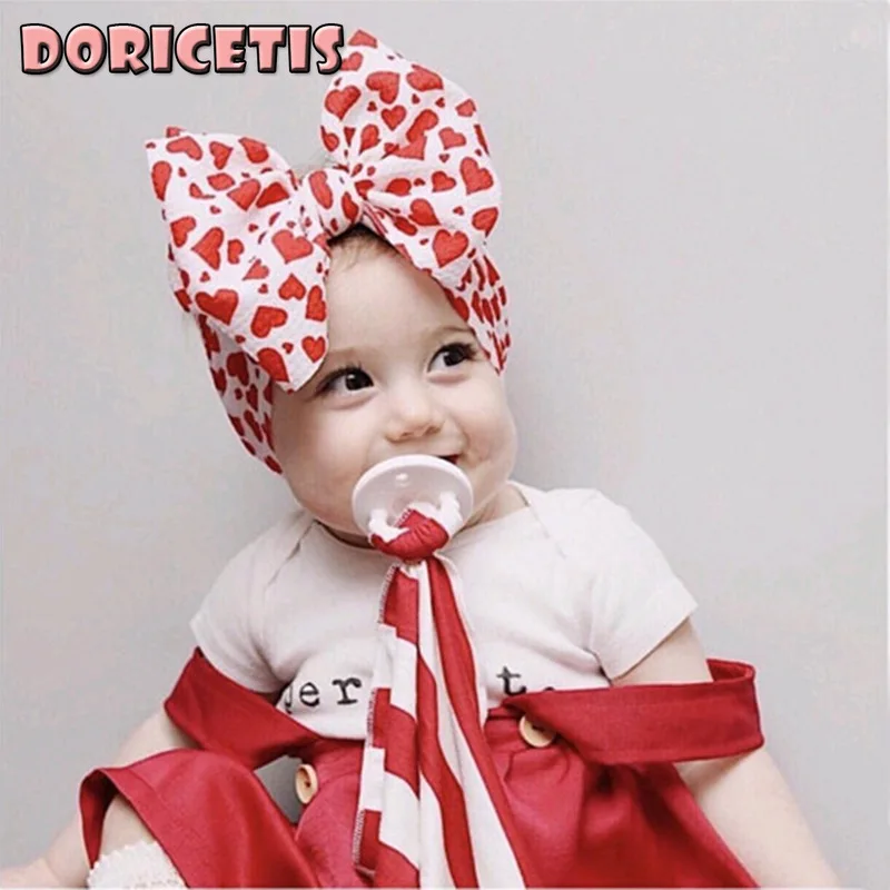 

Baby Headband Lovely Cartoon Floral Printing Big Bowknot Hair Accessories Elastic Headband Baby Girl Go Out Dress Up Hairband