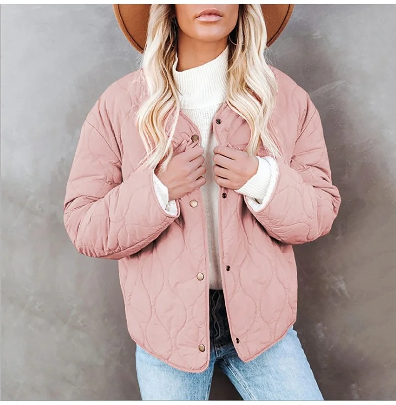 Long-sleeved Quilted Padded Jacket Casual Solid Color Short Parka Coat Coat Jacket Women's 2021 Winter Women's Fashion Jacket