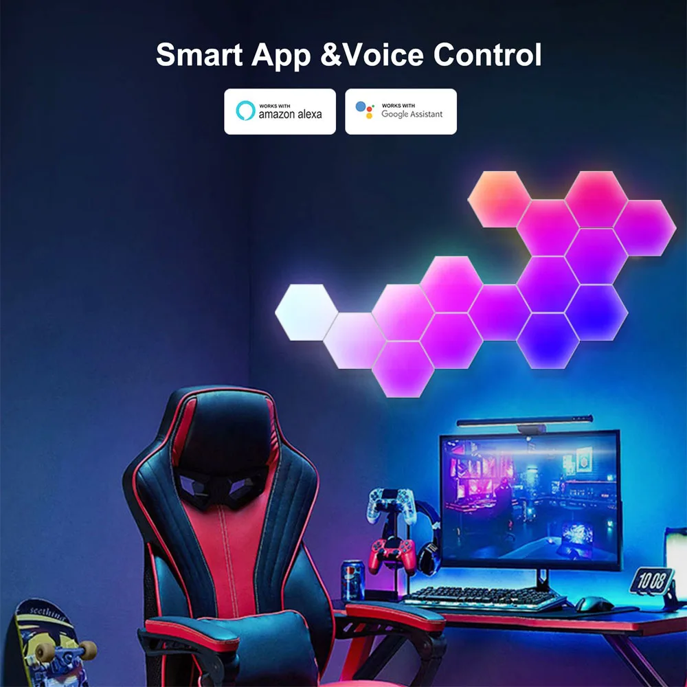 Светодиодные шестигранные лампы 1-12 RGB TuYa комнатное настенное освещение с