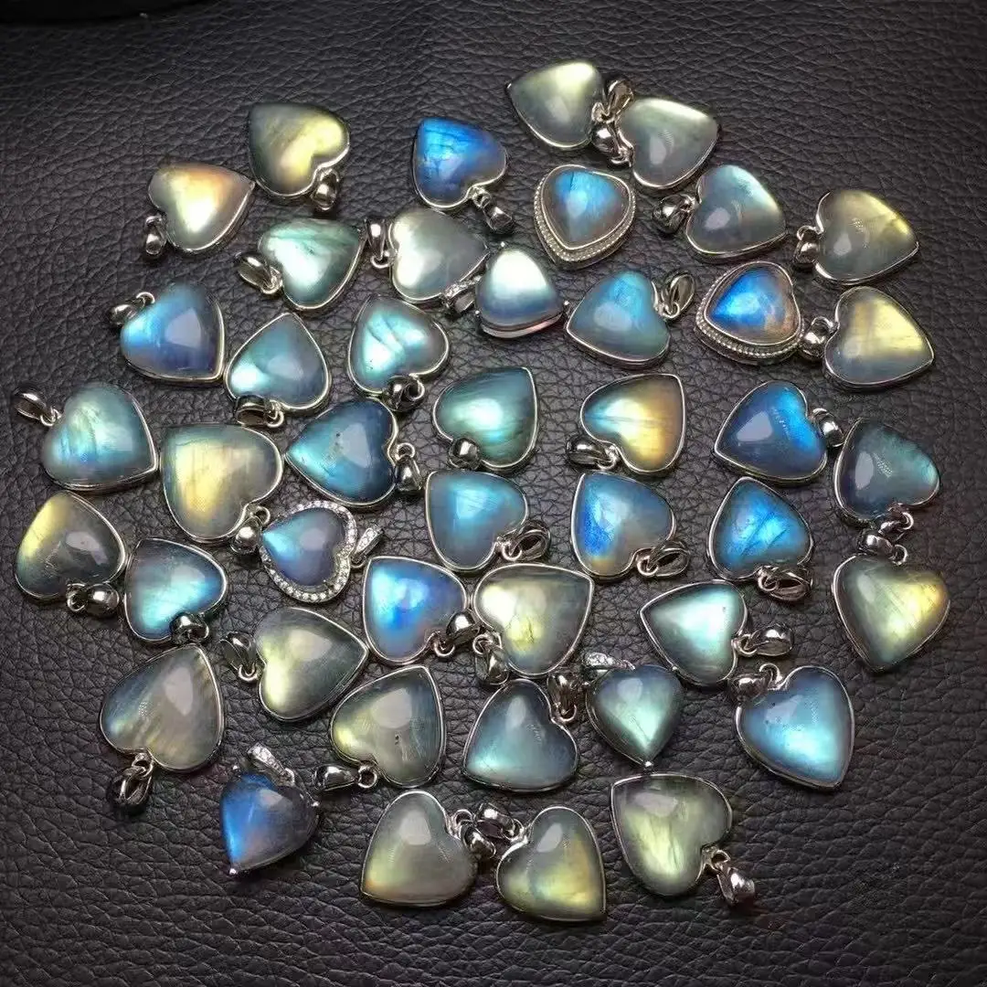 Цельный кулон в форме сердца из серебра 925 пробы с инкрустацией натурального