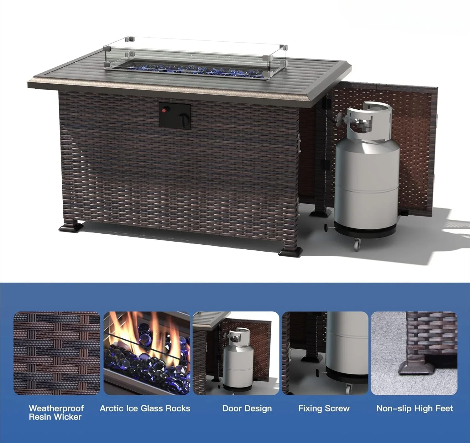 Комплект мебели с 43-дюймовым газовым пропаном стойкой для костра полиэтиленовым