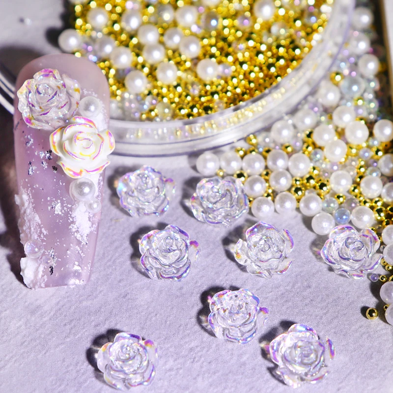 Iridescent Flower DIY Accessories Glitter For Epoxy Resin Filling Crystal Water Beads Pearls Pendant Jewelry Findings Components