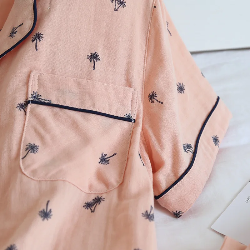 Пижамный комплект для пар хлопковый домашний костюм брюки с коротким рукавом