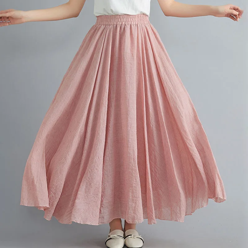 

Женская одежда Y2K, объемная юбка из хлопка и льна с высокой талией, пышная юбка с эластичным поясом, трапециевидная длинная юбка, мешковатое платье в Корейском стиле, 2023