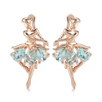 grier fashion rose gold ballet girl drop earrings for women blue natural zircon bridal earrings wedding jewelry wholesale