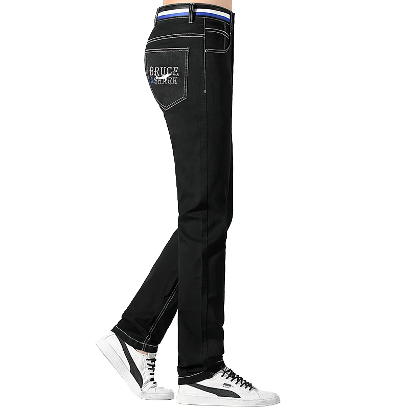 2023 Bruce&Shark New Summer Men's Jeans Stretching Cotton Straight Leg  Casual Fashion Denim Black Jeans men's pants big size