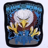 diy big eagle motorcycle back patches for clothing garments iron on custom punk rock embroidered biker patch badge for clothes