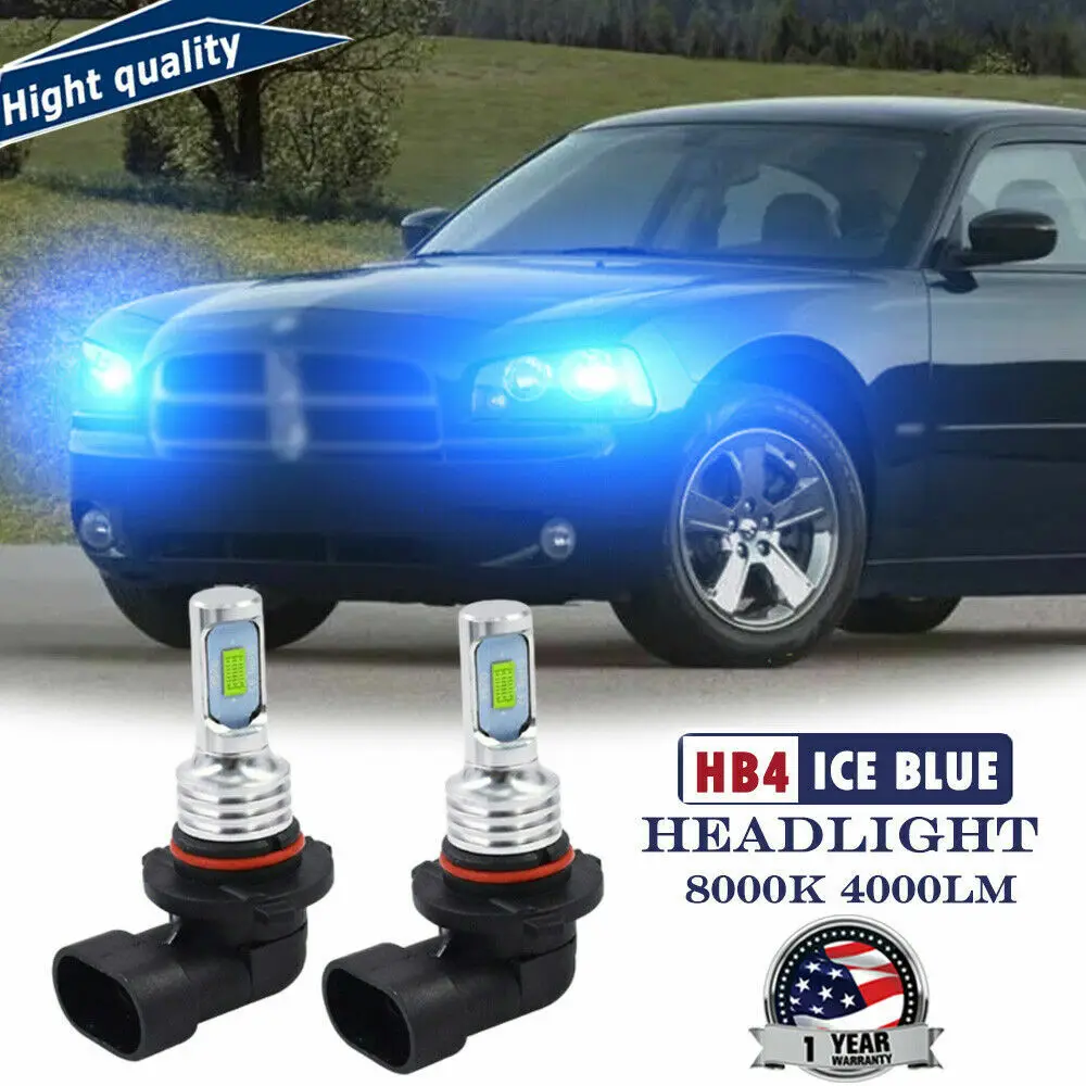 2X HB4 LED Ice Blue 4000LM 35W Headlight Bulb Low Beam For Dodge Charger 2006-10
