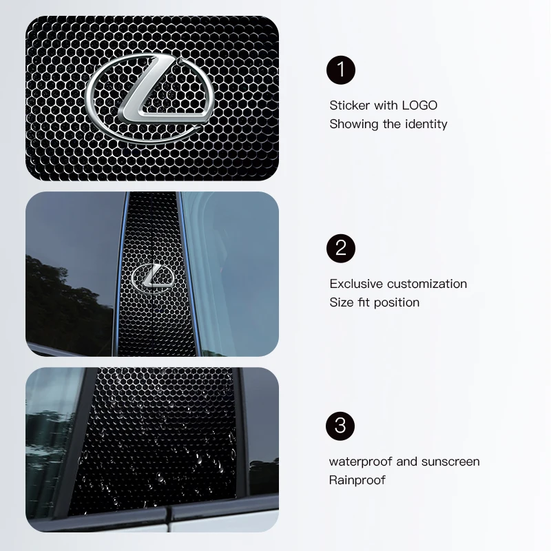 Фото Наклейки на центральные стойки автомобиля (2 шт.) для Lexus F SPORT Plug-in Hybrid ES UX 300e LBX NX RX 350 №5
