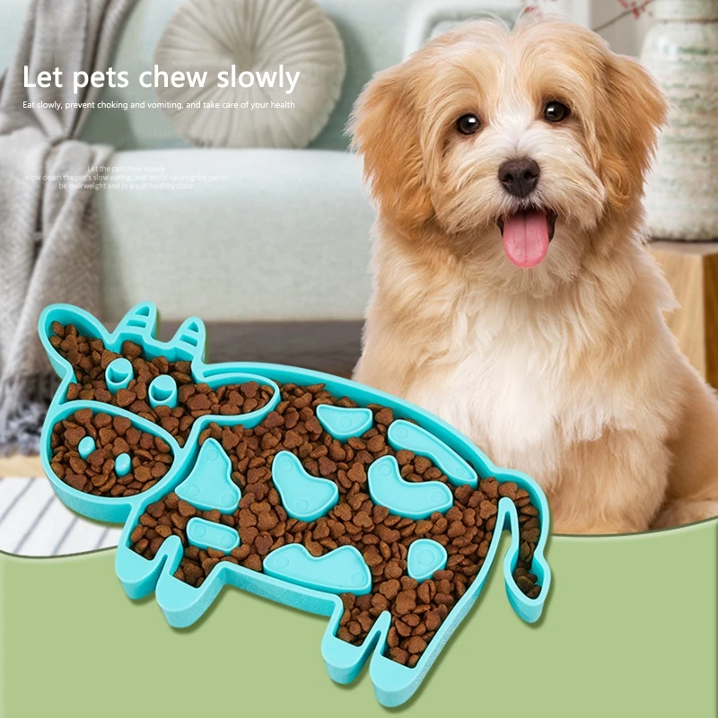 

Силиконовая миска с узором для коров, коврик для лизания собак, миска для медленного кормления для маленьких и средних собак, дозатор для ко...