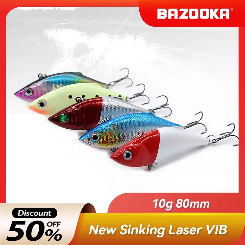 

Bazooka VIB Metal Fishing Lure Hard Sinking Jig Cast Spoon Wobble Vibration Artificial Jigging Silver Pike Bass Effect Winter