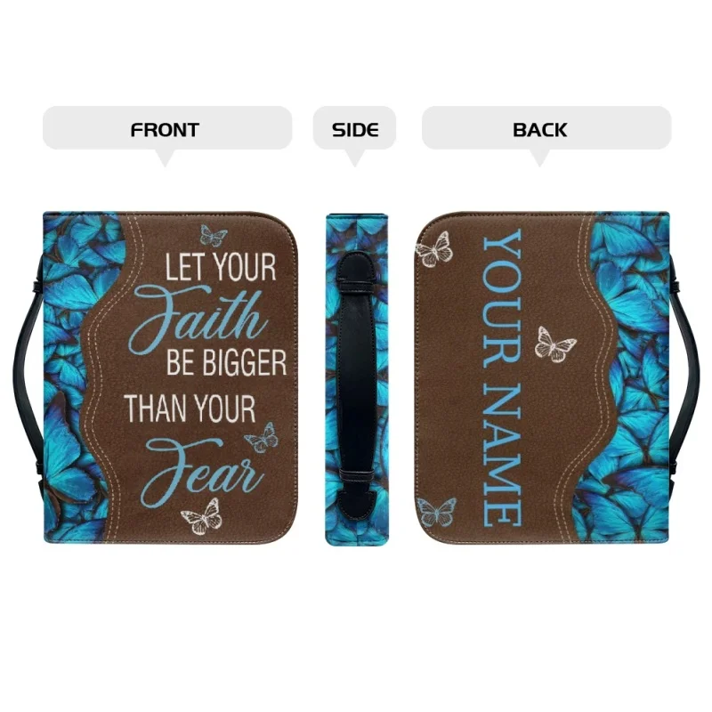 Hot Customized Luxury PU Leather Bible Cover Case Handbag For Women Storage Study Book Holy Boxes Zippered Bags Paquete Bíblico