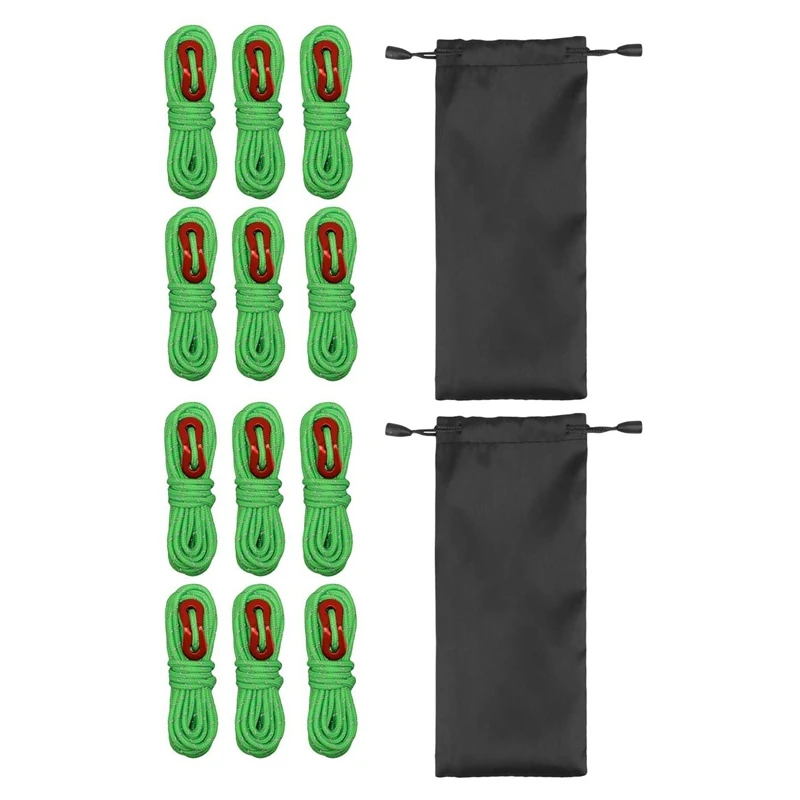 

12 Pack 4Mm Outdoor Tent Cords Lightweight Camping Rope For Tent Tarp, Canopy Shelter, Camping, Hiking, Backpacking