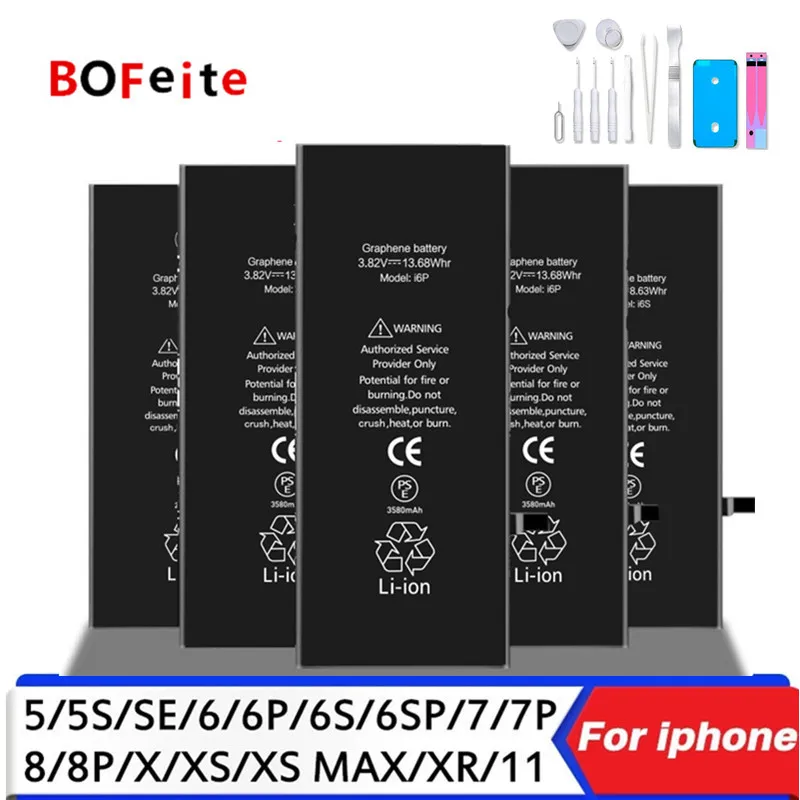 Original battery  For iPhone 14 13 12 11pro max x xs xr xsmax Replacement Bateria For apple iphone 5 SE 5s 6 6S 7 8 Plus 7G