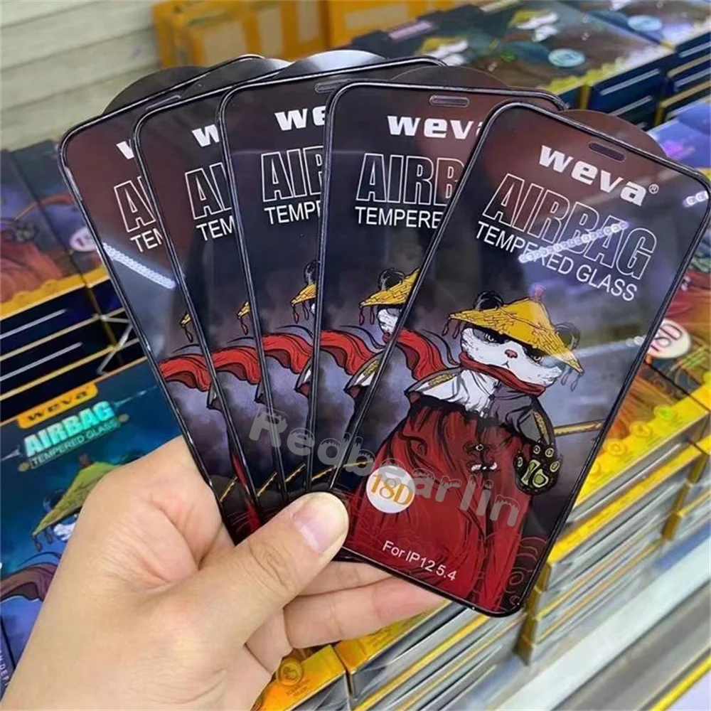 10/20Pcs 18D 9H Hardness Airbag Dust Tempered Glass Screen Protector For Iphone 12 13 14 Pro Max 7 8 plus X XR 11 Xs max