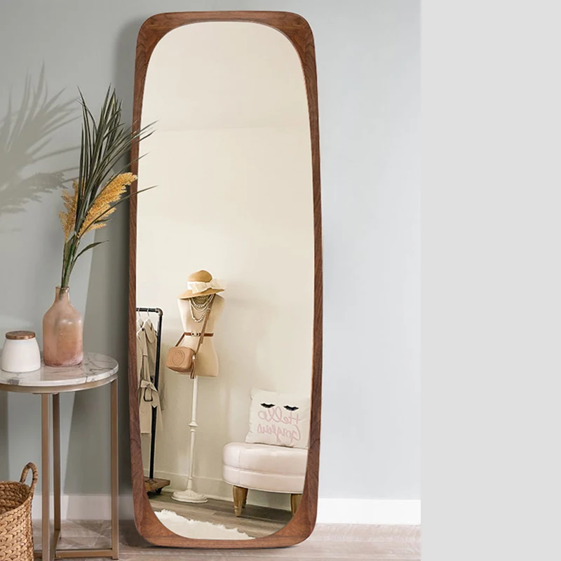 

Vintage Large Ground Mirror Standing Glass Vanity Living Room Mirror Wood Nordic Full Body Slaapkamer Decoratie House Decoration