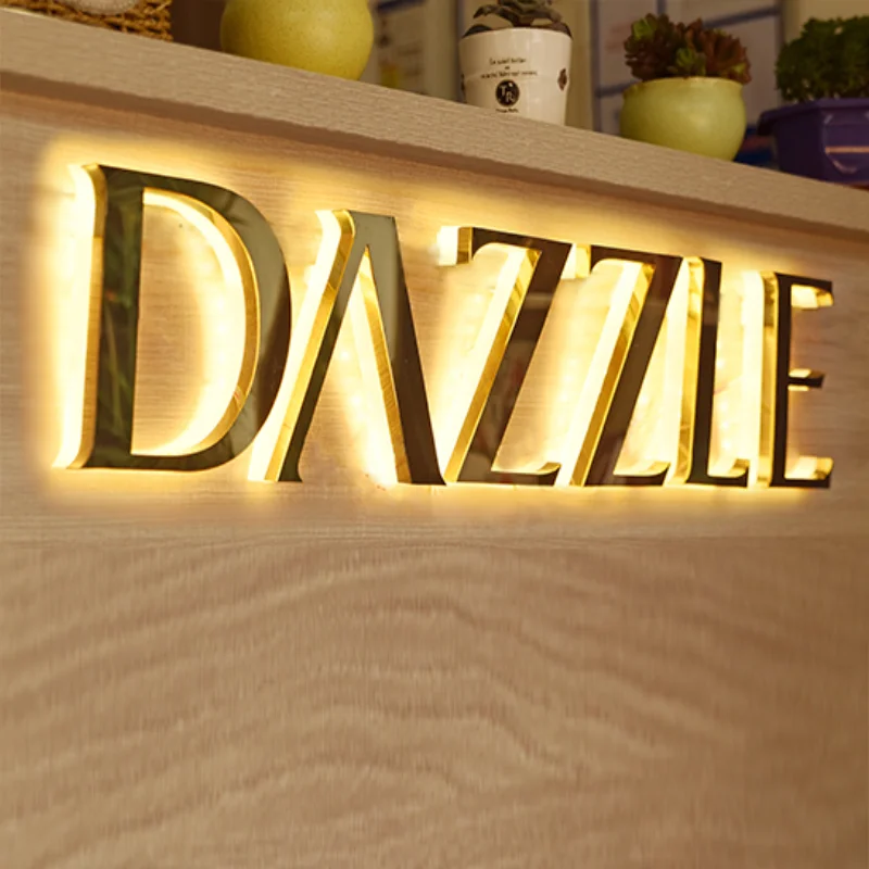 

Custom External Use Stainless Steel Backlit LED Illuminated Shop Sign Business Signboard,Outdoor Halo Lit LED letters