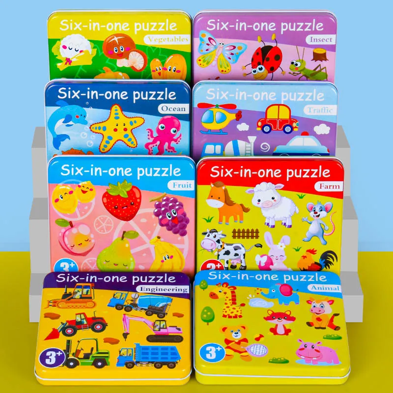 

3D Wooden Puzzles Games Animal Cartoon Car Fruit Puzzle Toys For Children Early Educational Cognitive Matching Puzzle Gifts