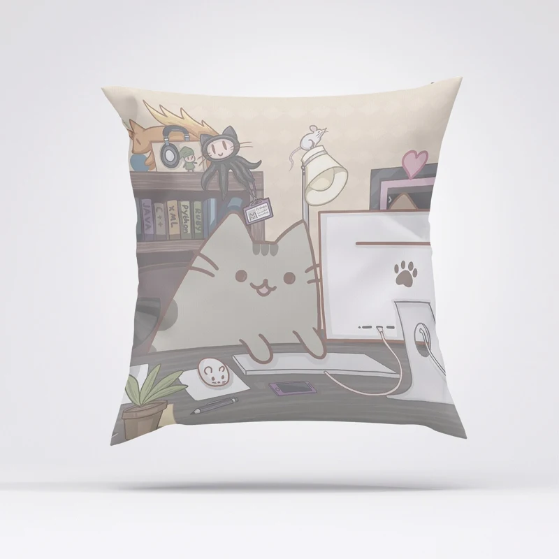 

Pusheen Short Plush Decorative Cushions For Sofa Cover Home Decoration Accessories Couch Pillows Bedroom Bed Cushion Pillow Car