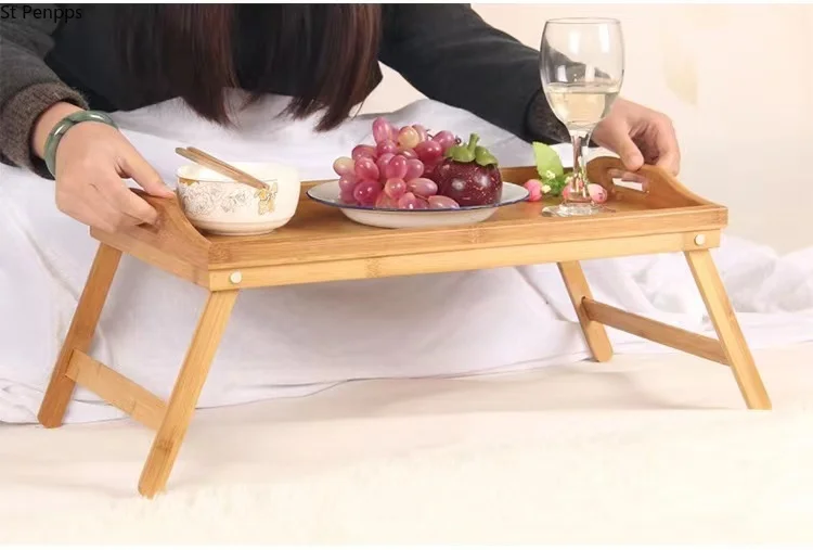 Breakfast Table Lunch Laptop Stand Bamboo Folding Picnic Computer Desk |