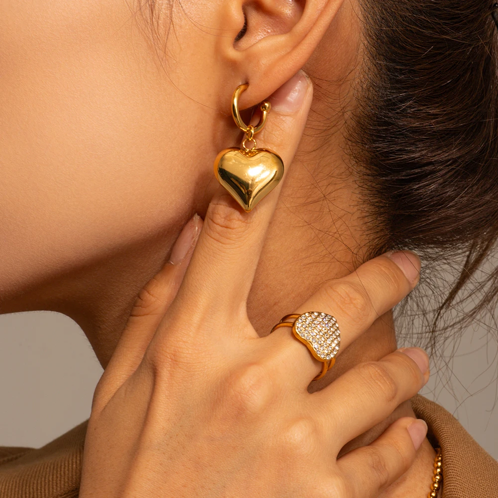 18-каратные Позолоченные Серьги-гвоздики В Форме Сердца