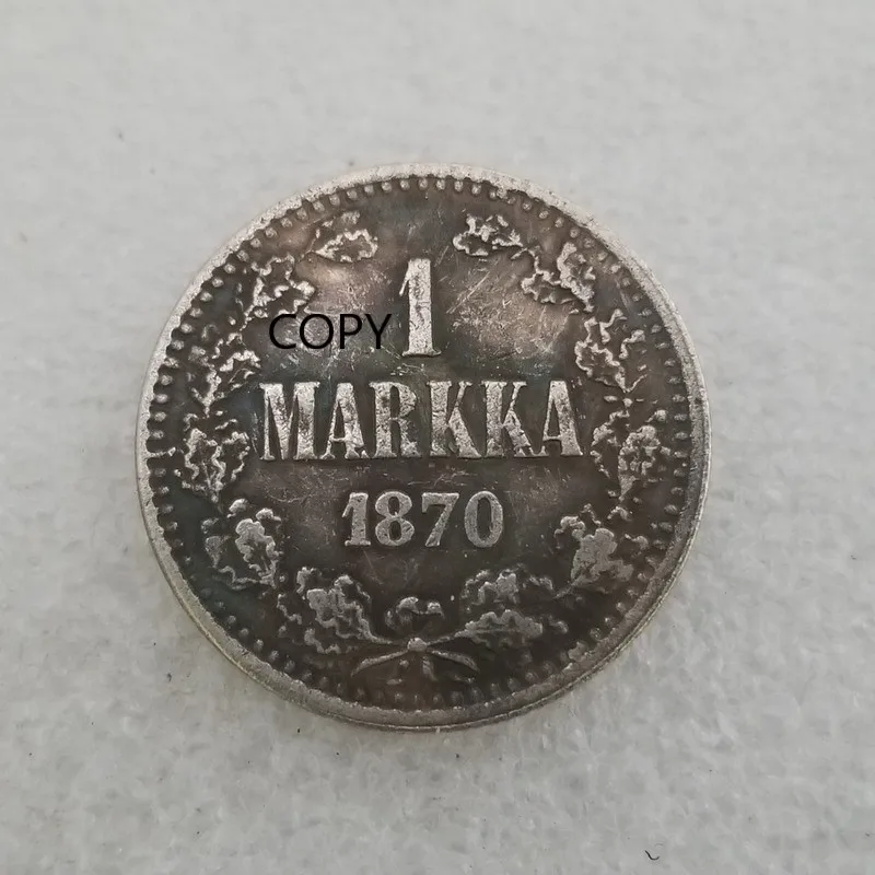 

Finland 1870 1 MARKKA Silver Plated Commemorative Collector Coin Gift Lucky Challenge Coin COPY COIN