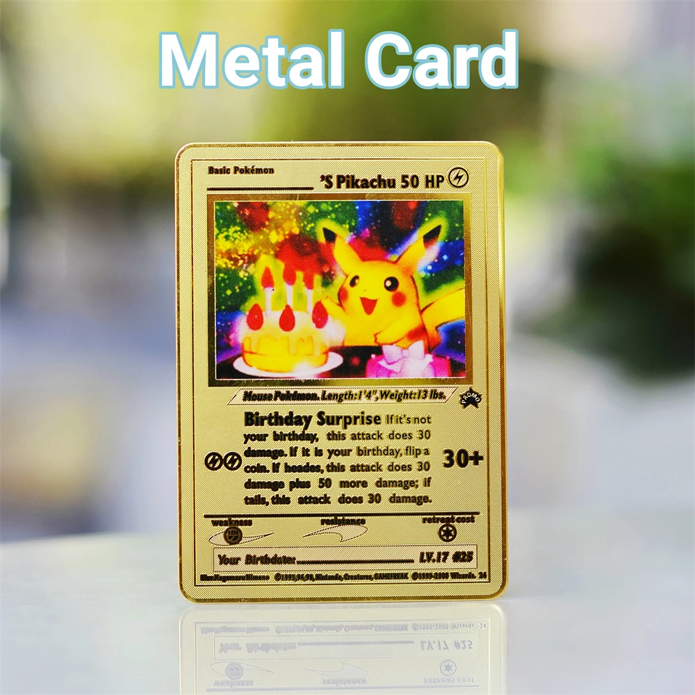 

Pokémon Metal Card Metal Pokemon Letters Vmax Charizard Mewtwo Pikachu Pokimon Gold Cards Anime Real Iron Letter Children Toys