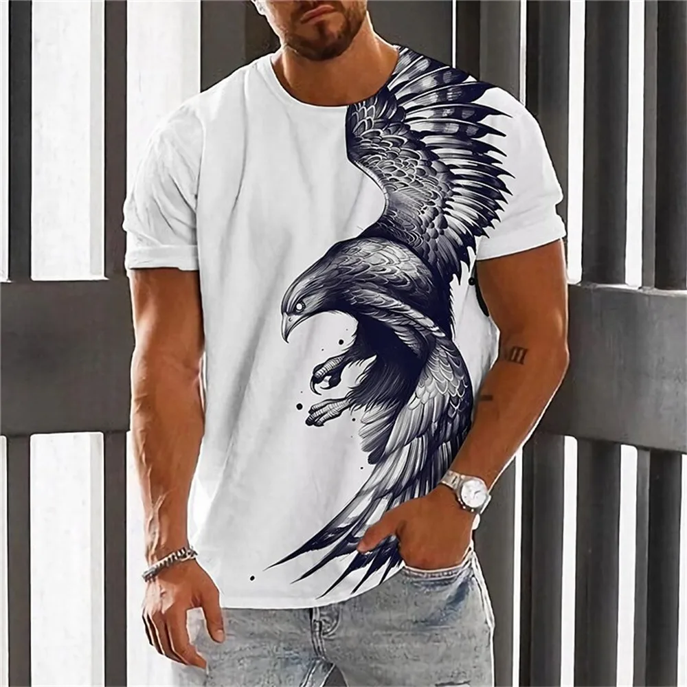 

Men's Eagle Pattern Short Sleeve T-shirt Sports Micro Elastic Shirt, Fashion, Summer, Men's New 2023