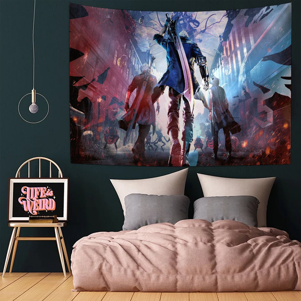 D-DevilS-May-Crys DMC DIY Wall Tapestry Hippie Flower Carpets Dorm Decor Art