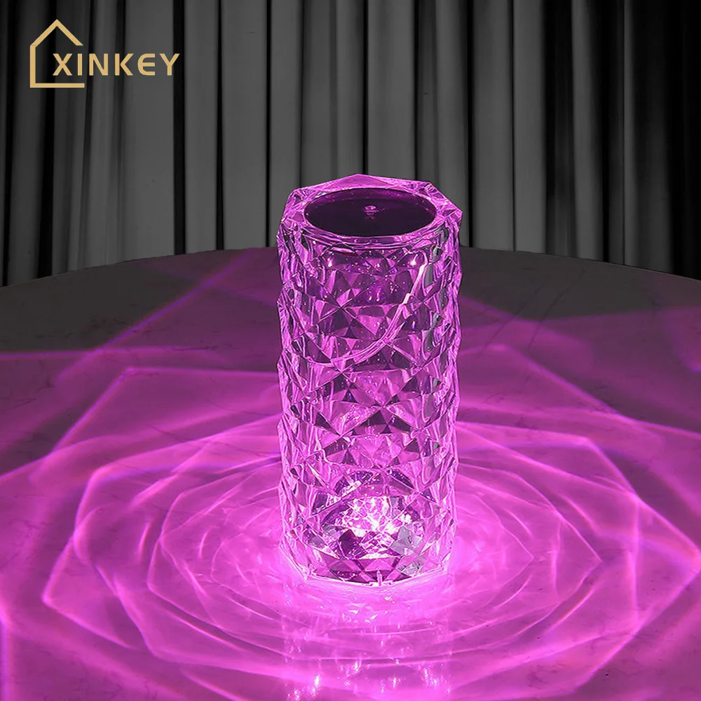 

Crystal Lamp Touch Table Bedside Lamps Light Fixture 16 Colors LED Atmosphere Room Decor Christmas Room Decoration Home Lights