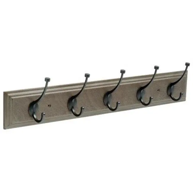 

27 in. Rail with 5 Pilltop Hooks in Warm Chestnut and Soft Iron