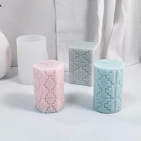 3d cylindrical geometric candle silicone mold diy pentagram square plaster ornament handmade soap mold home decoration supplies