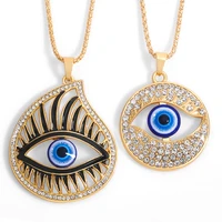 carlidana exaggerated turkish crystal evil eyes big pendant necklace for womens jewelry gold color clavicle chains necklaces