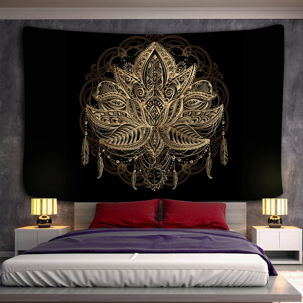 

Psychedelic Wall Tapestry Boho Mandala Moon Tapestry Wall Hanging Hippie Sun Tapestry Wall Art Decor for Bedroom Living Room
