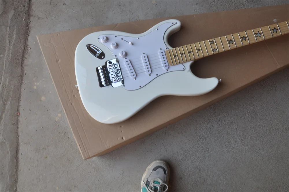 

White Strat left hand Electric Guitar Five-Star Fingerboard SSS Pickup with floyd rose bridge real photos in stock 202232