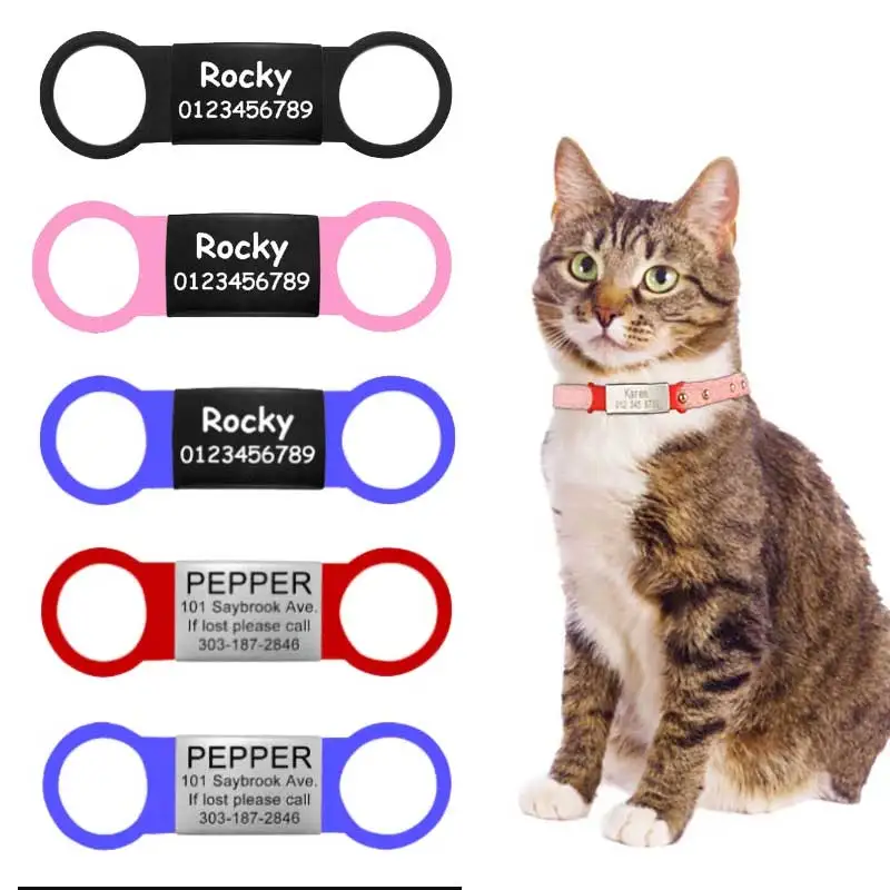 Custom Pet ID Personality Stainless Steel Cat and Dog Brand Engraving Dog Collar Free Engraving Nameplate Tag Collar Accessories