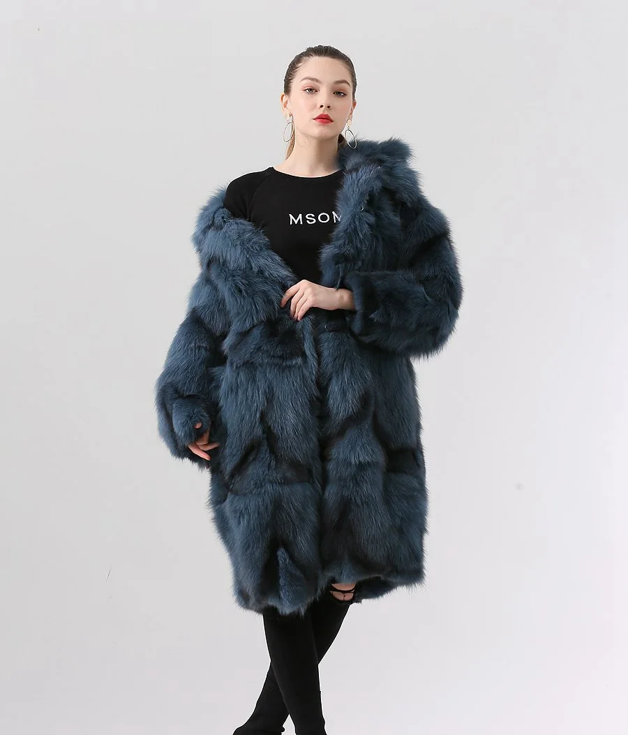 Fashion Real Fox Fur Long Coat For Women Winter Thicken Warm Loose Jacket Real Fur Cold-Resistant Outerwears Ladies Streetwear enlarge