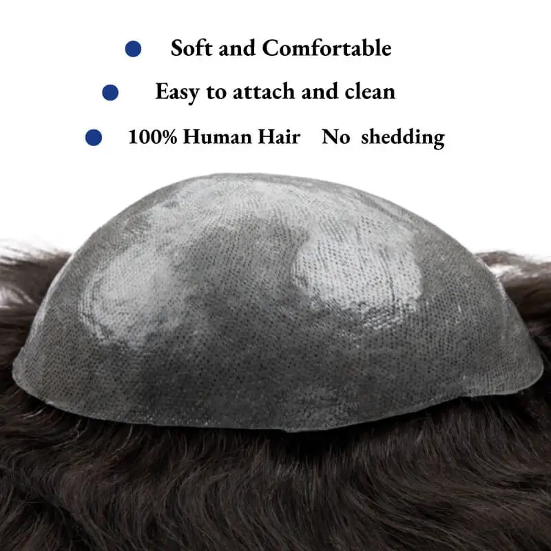 Men Toupee  0.06-0.08mm knotted Skin Wigs For Men Durable Man Wigs Male Hair Prosthesis Toupee Men 100% Natural Human Hair Wig