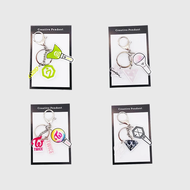 KPOP Keychain EXO TWICE SEVENTEEN GOT7 Acrylic Keychain Lightstick Pendant Bag Accessories Lim Na Yeon JungYeon Sana