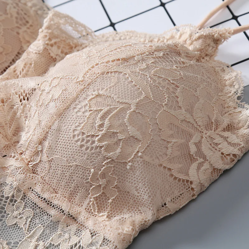 Летний женский кружевной топ Привлекательный бюстгальтер без косточек с мягкими