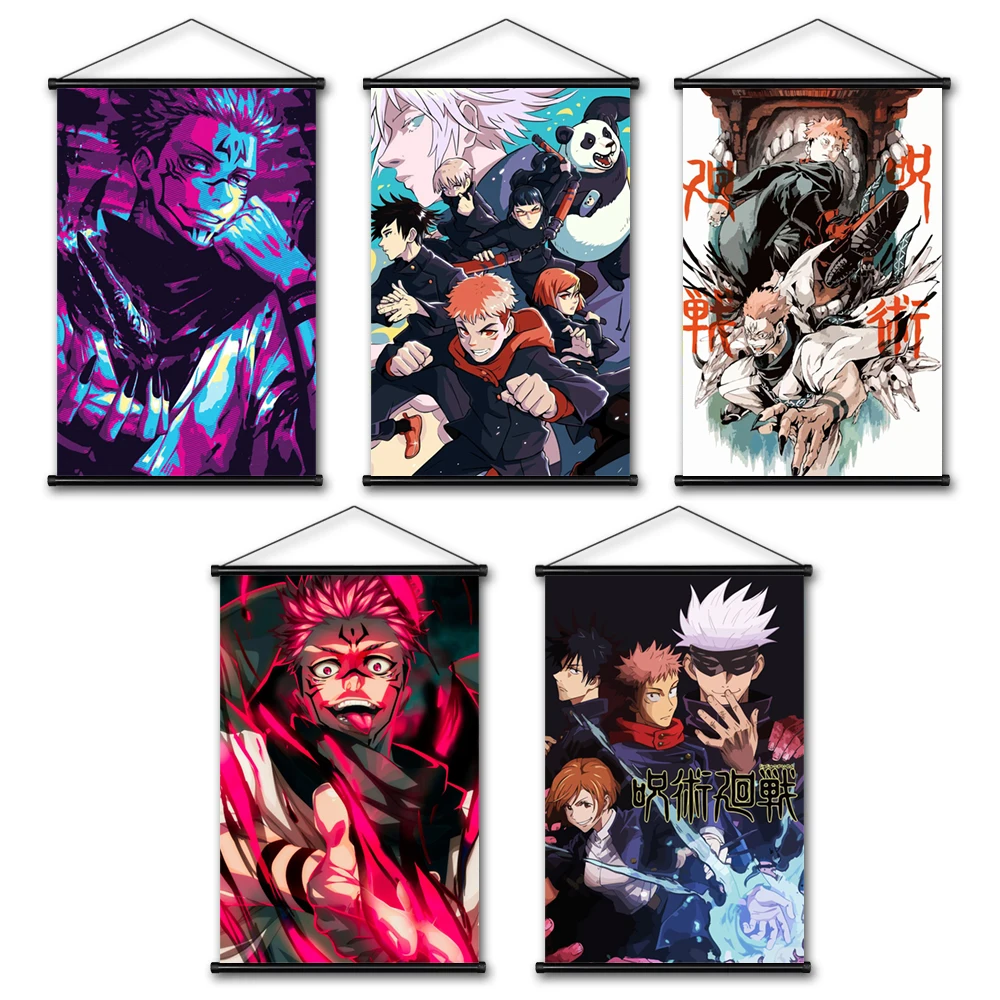 

Jujutsu Kaisen Hanging Scrolls Canvas Print Gojo Satoru Pictures Wall Art Paintings Home Decor Modular Posters For Living Room