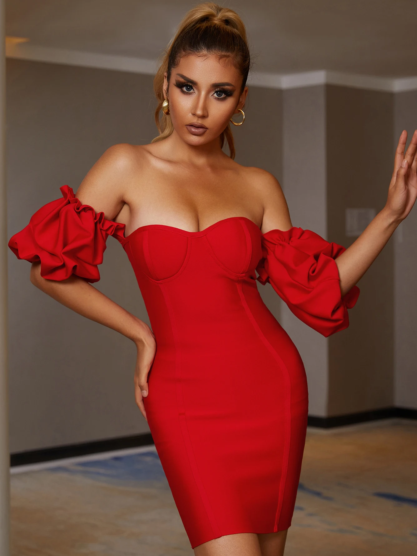 

Seamyla Summer Women Off Shoulder Bandage Dress 2022 New Short Sleeve White Mini Clubwear Celebrity Runway Evening Party Dresses