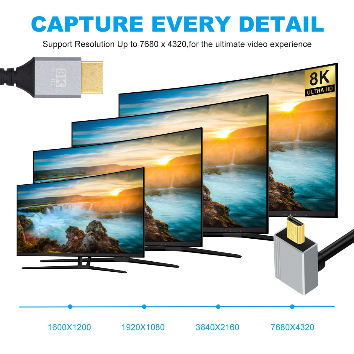 Фото Ультратонкий HDTV-кабель Mini HDMI 2.1 под углом 90 градусов Hyper Super Гибкий тонкий шнур 8K 4K Type-A к Type-C для камеры HDTV №4
