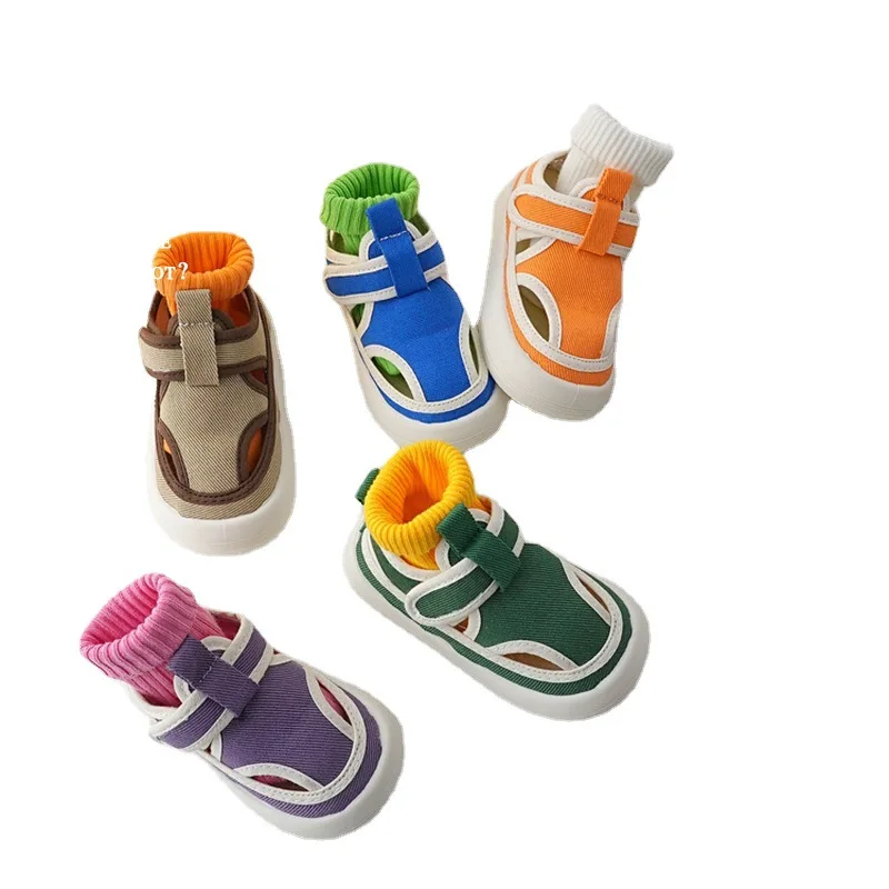 

2022 New Spring Children Canvas Sandals Girls Fashion Olive Green Casual Shoes Boys Breathable Sports Sandals Baby Candy Sandals