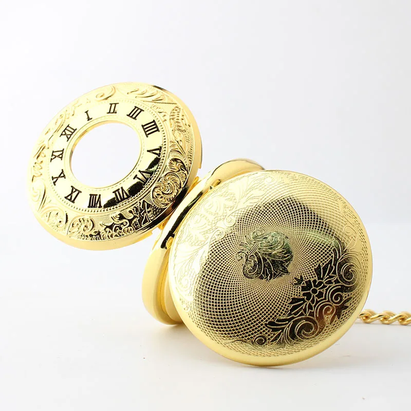 Vintage 2 Sides Open Case Mechanical Men's Watch Double Face Roman Dial Clock Hand Wind Pocket Watch With FOB Chain Gift