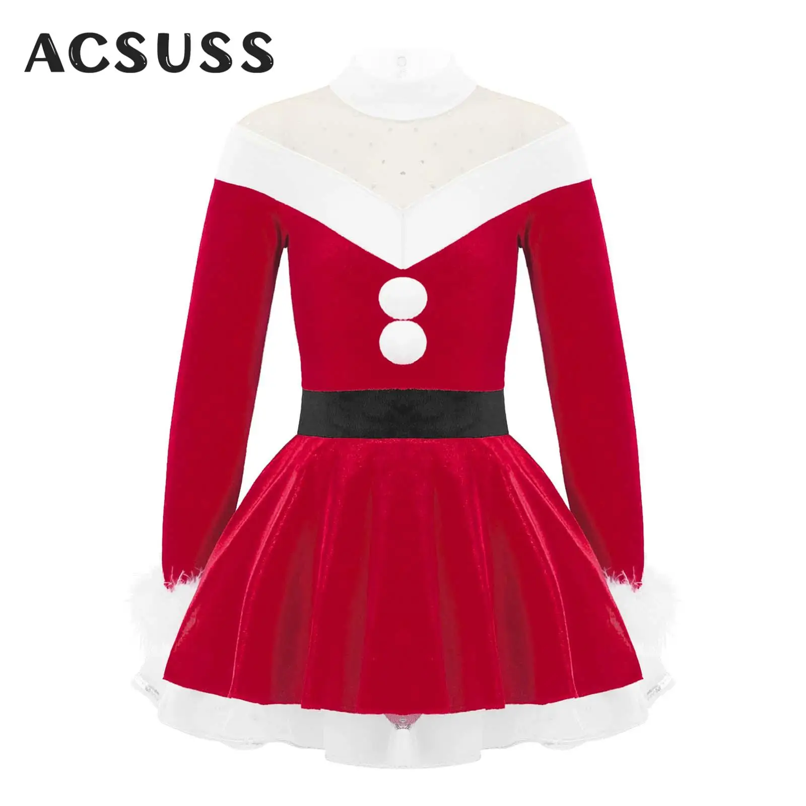

Детский Рождественский костюм Санта-Клауса для девочек, праздничное балетное танцевальное платье-пачка для выступлений, купальник, Одежда ...