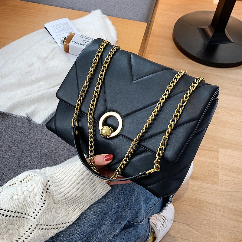 

Western-style PU leather large-capacity shoulder bag 2022 spring and summer new fashion women's designer chain messenger bag