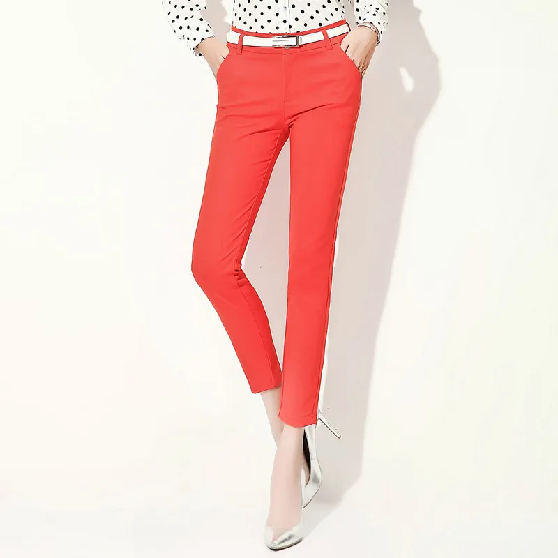 Oversize 4xl Solid Color Office Pencil Pants Women Slim Stretch Ankle-Length 92cm Cotton Trousers Fashion Mid Waist Capris