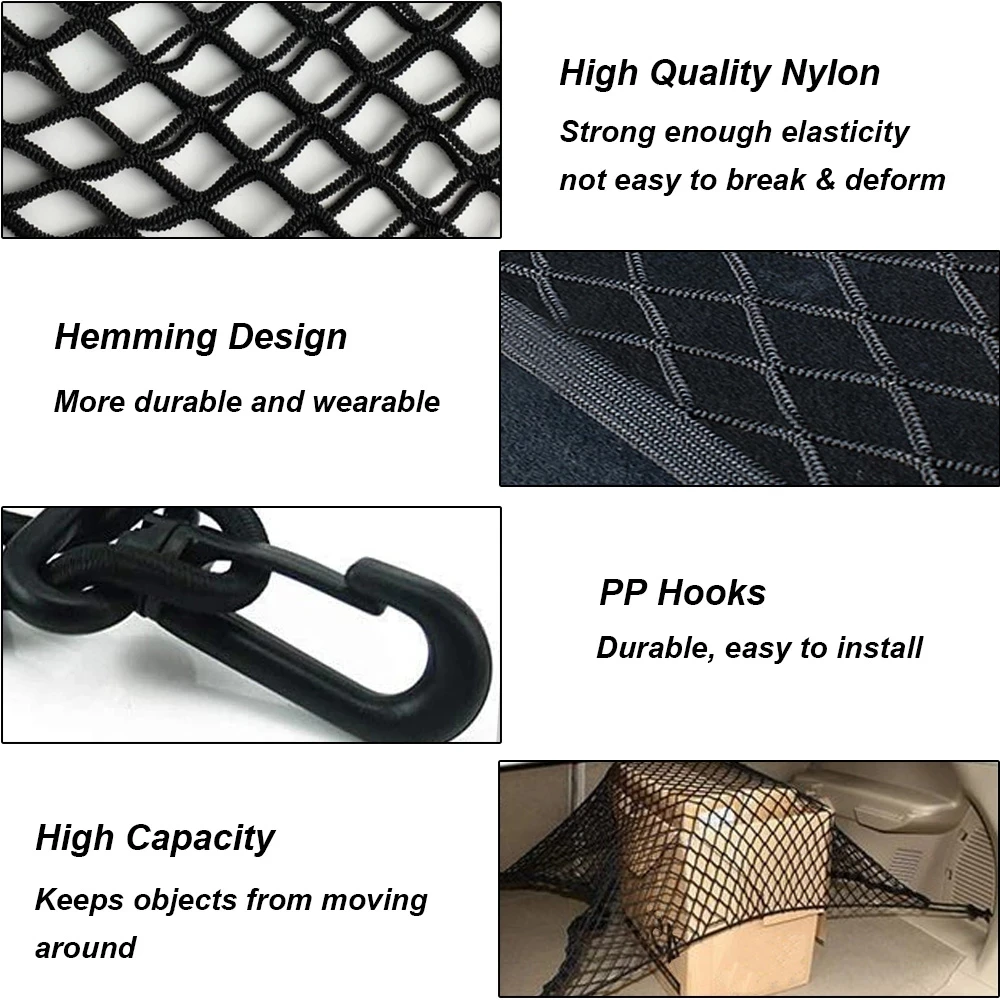 Car Trunk Network Mesh for MG 4 MG4 EV EH32 MuLan 2022~2024 Luggage Fixed Hooks Elastic Storage Cargo Net Organize Accessories images - 6