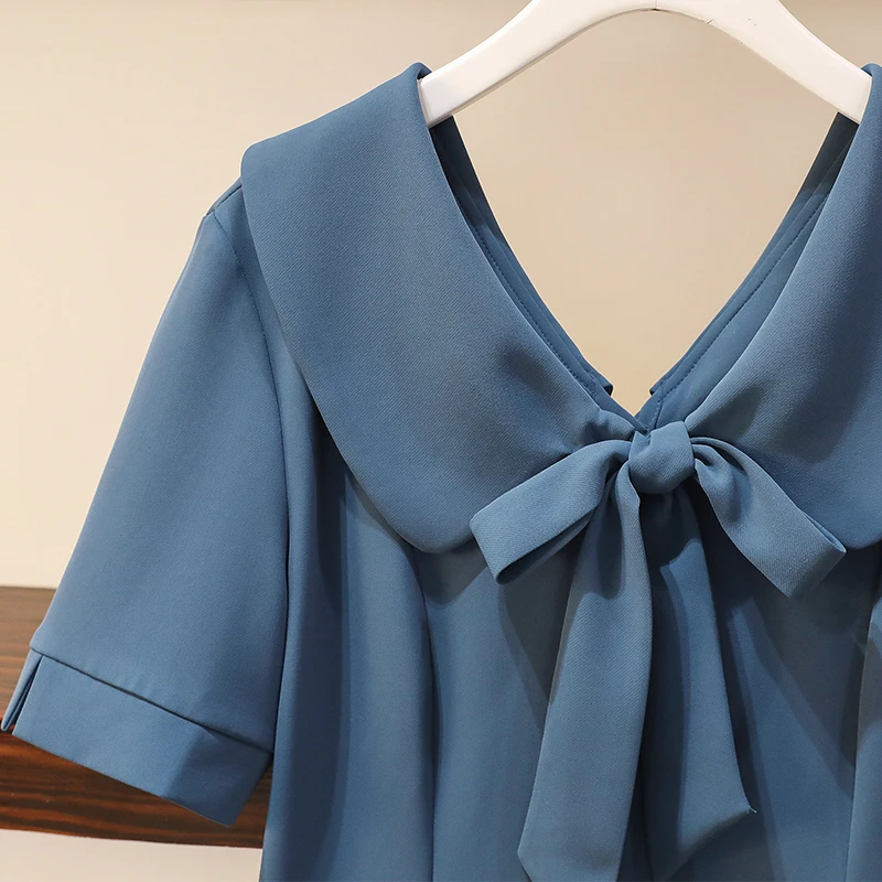 Женское платье-Русалка с бантом и V-образным вырезом